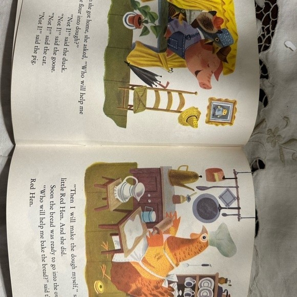Vintage Golden Book Read and Hear Book/Vinyl Chicken Little The Little Red Hen - Picture 7 of 8